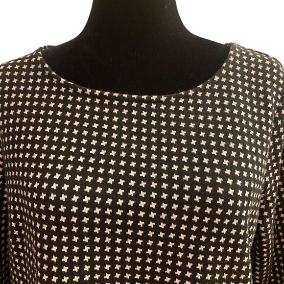 Talbots Black and White Pattern 3/4 Bow Sleeve Boatneck Sweater Sz L - Picture 2 of 13